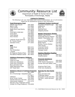 Community Resource List - Municipality of Anchorage