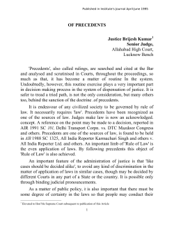 Precedents - JTRI, Lucknow