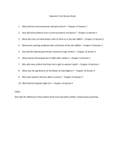 Expansion Test Review Sheet 1. What did the transcontinental