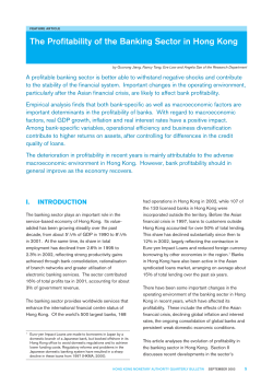 The Profitability of the Banking Sector in Hong Kong