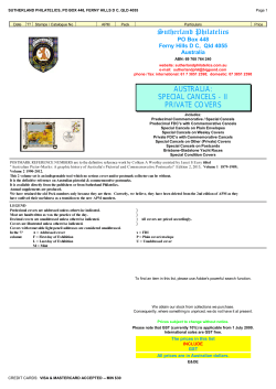 Sutherland Philatelics AUSTRALIA: SPECIAL CANCELS