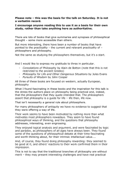 Please note &ndash; this was the basis for the talk on Saturday. It is not a