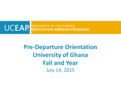 Pre-Departure Orientation University of Ghana Fall and Year
