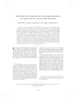 the effects of prevailing wage requirements on the cost of low