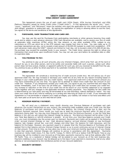 1 VERITY CREDIT UNION VISA CREDIT CARD AGREEMENT