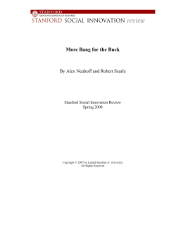 More Bang for the Buck - Social Impact Exchange