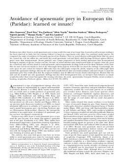 Avoidance of aposematic prey in European tits (Paridae): learned or