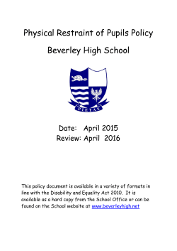 Physical Restraint of Pupils Policy