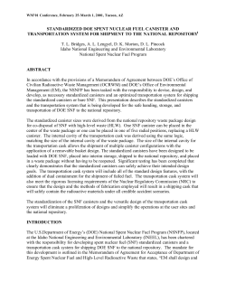 standardized doe spent nuclear fuel canister and transportation