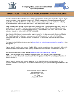 Company New Application Checklist MASSACHUSETTS