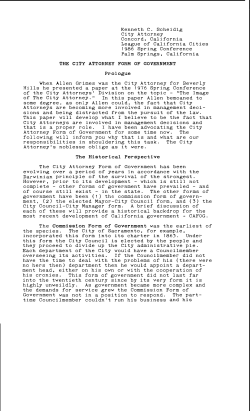 Scheidig, Ken, The City Attorney Form of Government