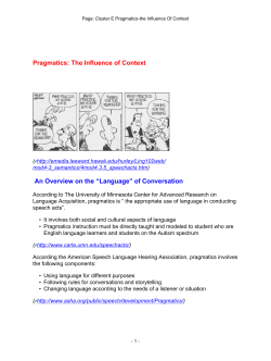Pragmatics: The Influence of Context An Overview on the &ldquo;Language