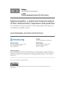 Ephemeral gullies. A spatial and temporal analysis of their