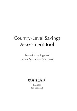 Country-Level Savings Assessment Tool: Improving the Supply of