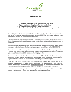 The Executive Summary - Community Futures Chinook