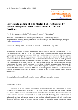 Corrosion Inhibition of Mild Steel in 1 M HCl Solution by Xylopia