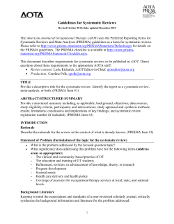 Guidelines for Systematic Reviews