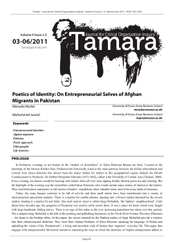On Entrepreneurial Selves of Afghan Migrants in Pakistan