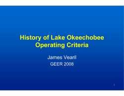 History of Lake Okeechobee Operating Criteria