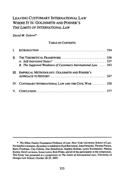 Leaving Customary International Law Where It Is: Goldsmith and