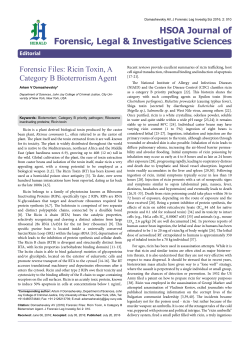 Forensic Files: Ricin Toxin, A Category B Bioterrorism Agent