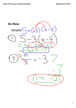 Notes #7 Solving Two