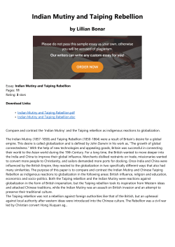Indian Mutiny and Taiping Rebellion
