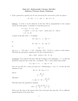 Math 211, Multivariable Calculus, Fall 2011 Midterm I Practice Exam