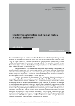 Conflict Transformation and Human Rights: A Mutual Stalemate?