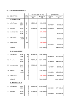 SOLAR POWER KIBOSHO HOSPITAL SN DESCRIPTION QTY/ unit