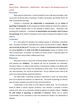 UNIT-II Hormic School &ndash; Behaviourism &ndash; Gestalt School &ndash; their
