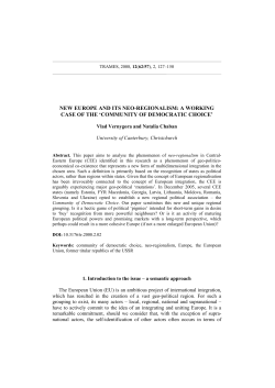 NEW EUROPE AND ITS NEO-REGIONALISM: A WORKING CASE