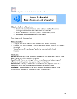 Lesson 3 &ndash; Pre-Visit Jackie Robinson and Integration