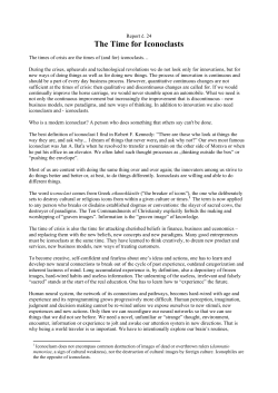 The Time for Iconoclasts