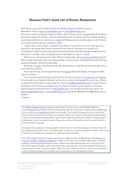 Maureen`s Quick Rome Restaurant List