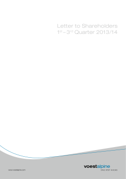 Letter to Shareholders 1st &ndash;3rd Quarter 2013/14