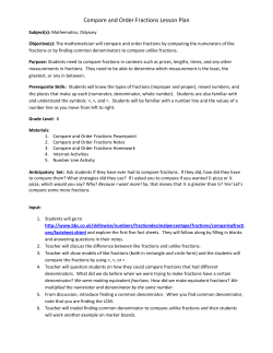 Compare and Order Fractions Lesson Plan
