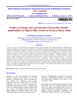 Studies on biology and reproduction of butterflies (family