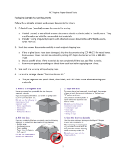 1 ACT Aspire: Paper-Based Tests Packaging Scorable Answer