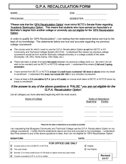 gpa recalculation form - Bluegrass Community and Technical College