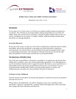 Healthy Eaters: Infant and Toddler Nutrition in the