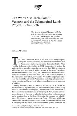 Can We &ldquo;Trust Uncle Sam&rdquo;? Vermont and the Submarginal Lands