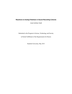 Reactions to Analog Fetishism in Sound Recording Cultures Andy