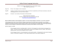 Define Primary Language Instruction