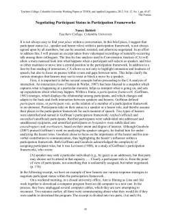 Negotiating Participant Status in Participation Frameworks