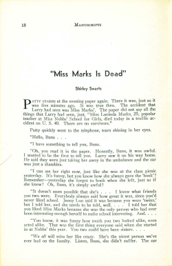 "Miss Marks Is Dead" - Digital Commons @ Butler University