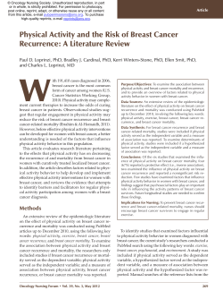 Physical Activity and the Risk of Breast Cancer