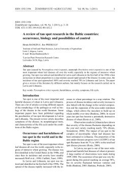 A review of tan spot research in the Baltic countries: occurrence