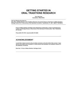 Getting Started in Oral Traditions Research