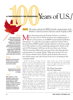 This article continues the IBEW Journal`s commemoration of the